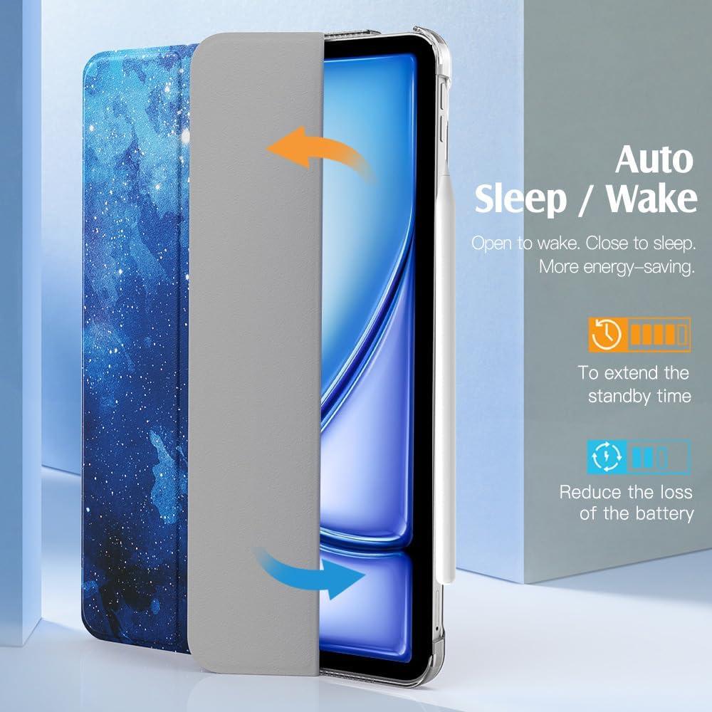 image:imageTiMOVO for iPad Air 11 Inch Case M3M220252024 iPad Air 5th Generation 20224th Gen 2020 109 Inch Slim Hard Translucent Back Cover Support Auto WakeSleep Space GrayBlue Starry Sky