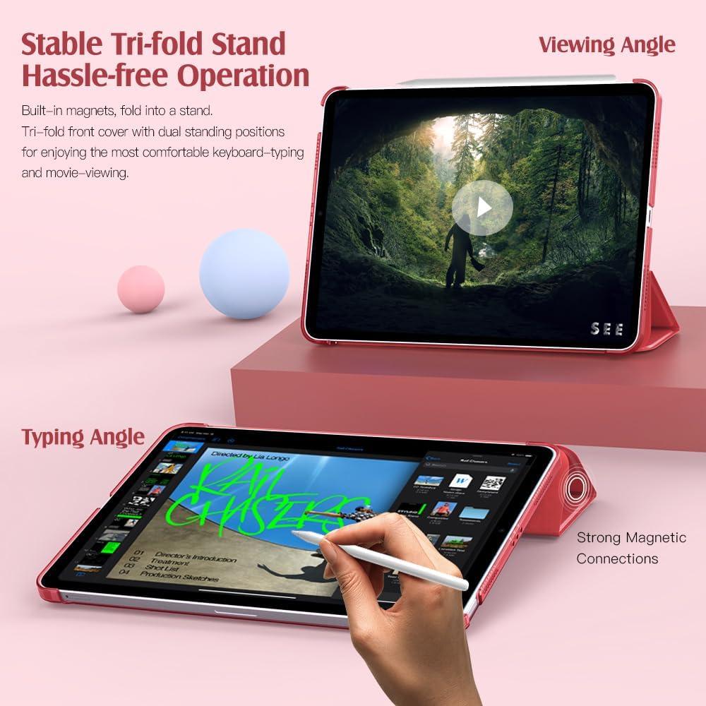 image:imageTiMOVO for iPad Air 11 Inch Case M3M220252024 iPad Air 5th Generation 20224th Gen 2020 109 Inch Slim Hard Translucent Back Cover Support Auto WakeSleep Space GrayWine Red