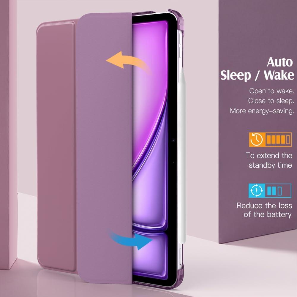 image:imageTiMOVO for iPad Air 11 Inch Case M3M220252024 iPad Air 5th Generation 20224th Gen 2020 109 Inch Slim Hard Translucent Back Cover Support Auto WakeSleep Space GraySmokey Purple