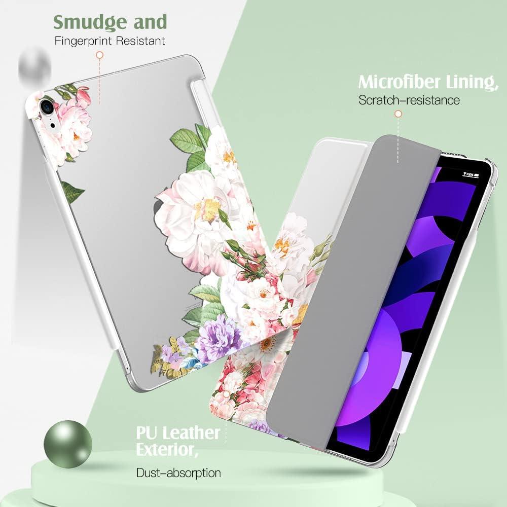image:imageTiMOVO for iPad Air 11 Inch Case M3M220252024 iPad Air 5th Generation 20224th Gen 2020 109 Inch Slim Hard Translucent Back Cover Support Auto WakeSleep Space GrayBlooming Bouquet