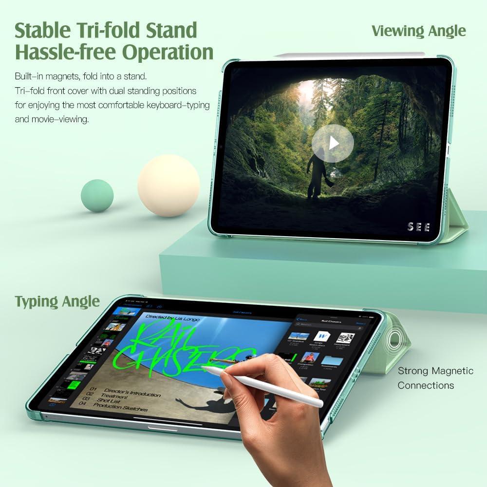 image:imageTiMOVO for iPad Air 11 Inch Case M3M220252024 iPad Air 5th Generation 20224th Gen 2020 109 Inch Slim Hard Translucent Back Cover Support Auto WakeSleep Space GrayGreen