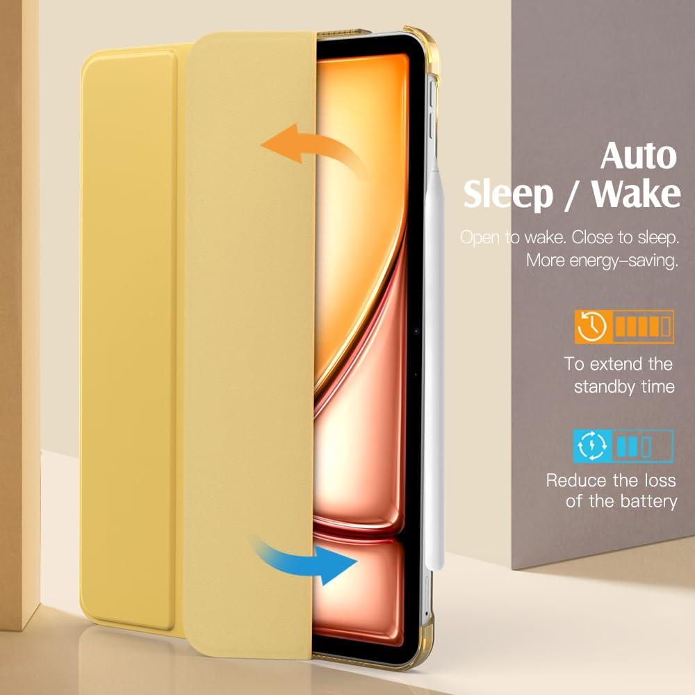image:imageTiMOVO for iPad Air 11 Inch Case M3M220252024 iPad Air 5th Generation 20224th Gen 2020 109 Inch Slim Hard Translucent Back Cover Support Auto WakeSleep Space GrayLight Yellow