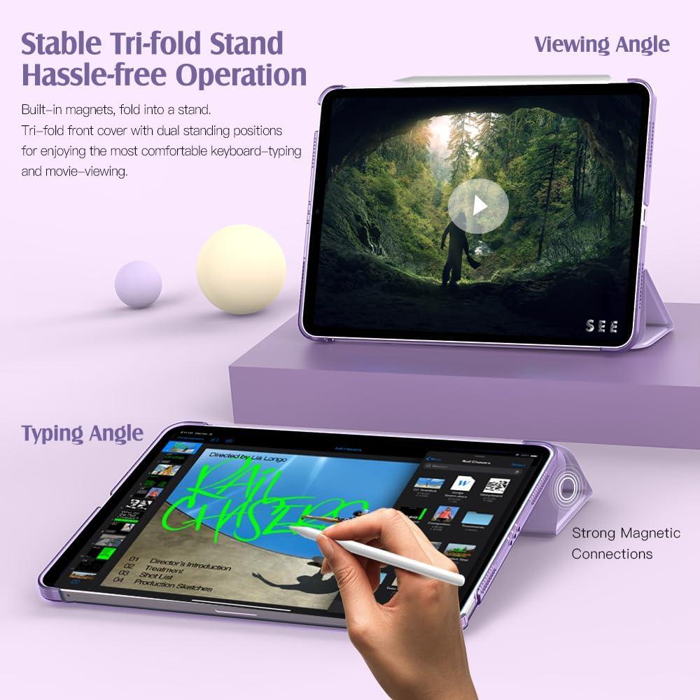 image:imageTiMOVO for iPad Air 11 Inch Case M3M220252024 iPad Air 5th Generation 20224th Gen 2020 109 Inch Slim Hard Translucent Back Cover Support Auto WakeSleep Space GrayTaro Purple