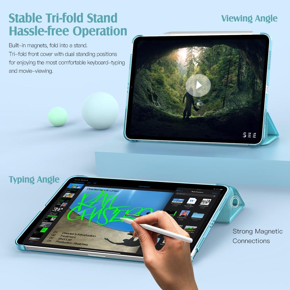 image:imageTiMOVO for iPad Air 11 Inch Case M3M220252024 iPad Air 5th Generation 20224th Gen 2020 109 Inch Slim Hard Translucent Back Cover Support Auto WakeSleep Space GrayAzure