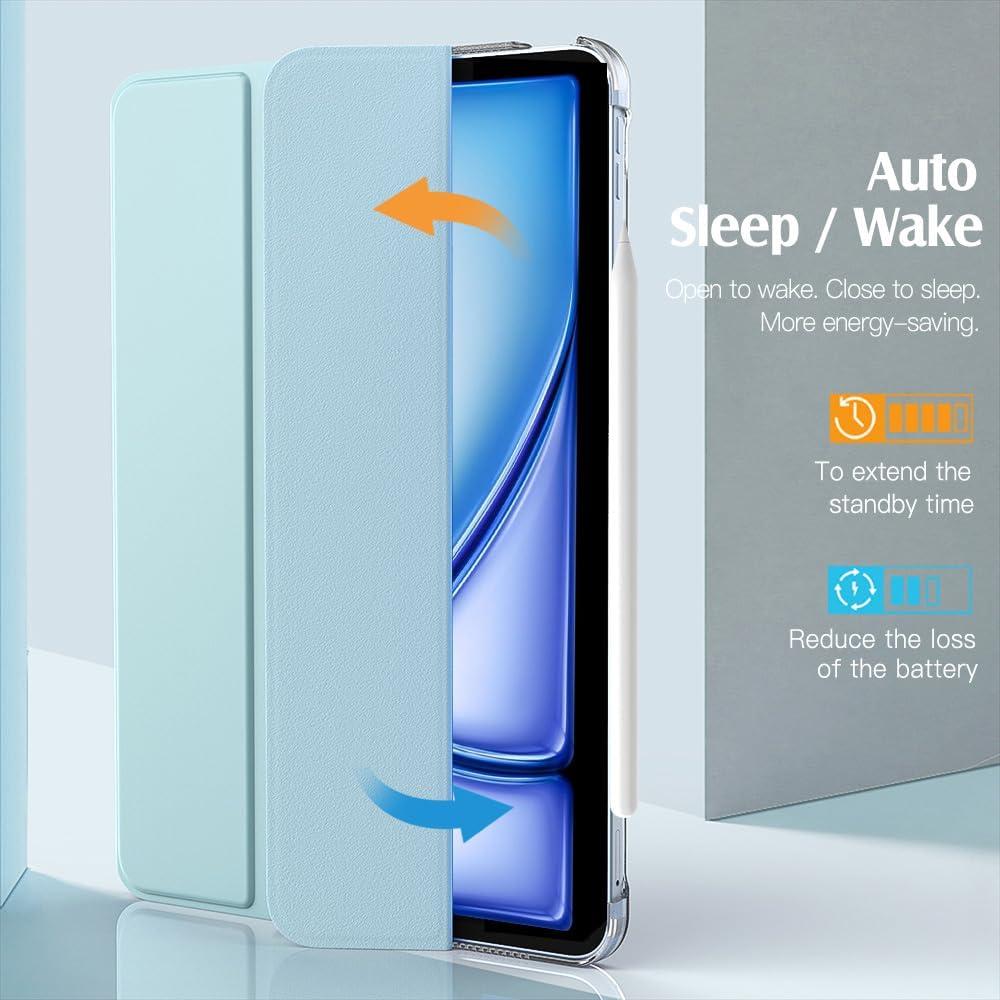 image:imageTiMOVO for iPad Air 11 Inch Case M3M220252024 iPad Air 5th Generation 20224th Gen 2020 109 Inch Slim Hard Translucent Back Cover Support Auto WakeSleep Space GraySky Blue