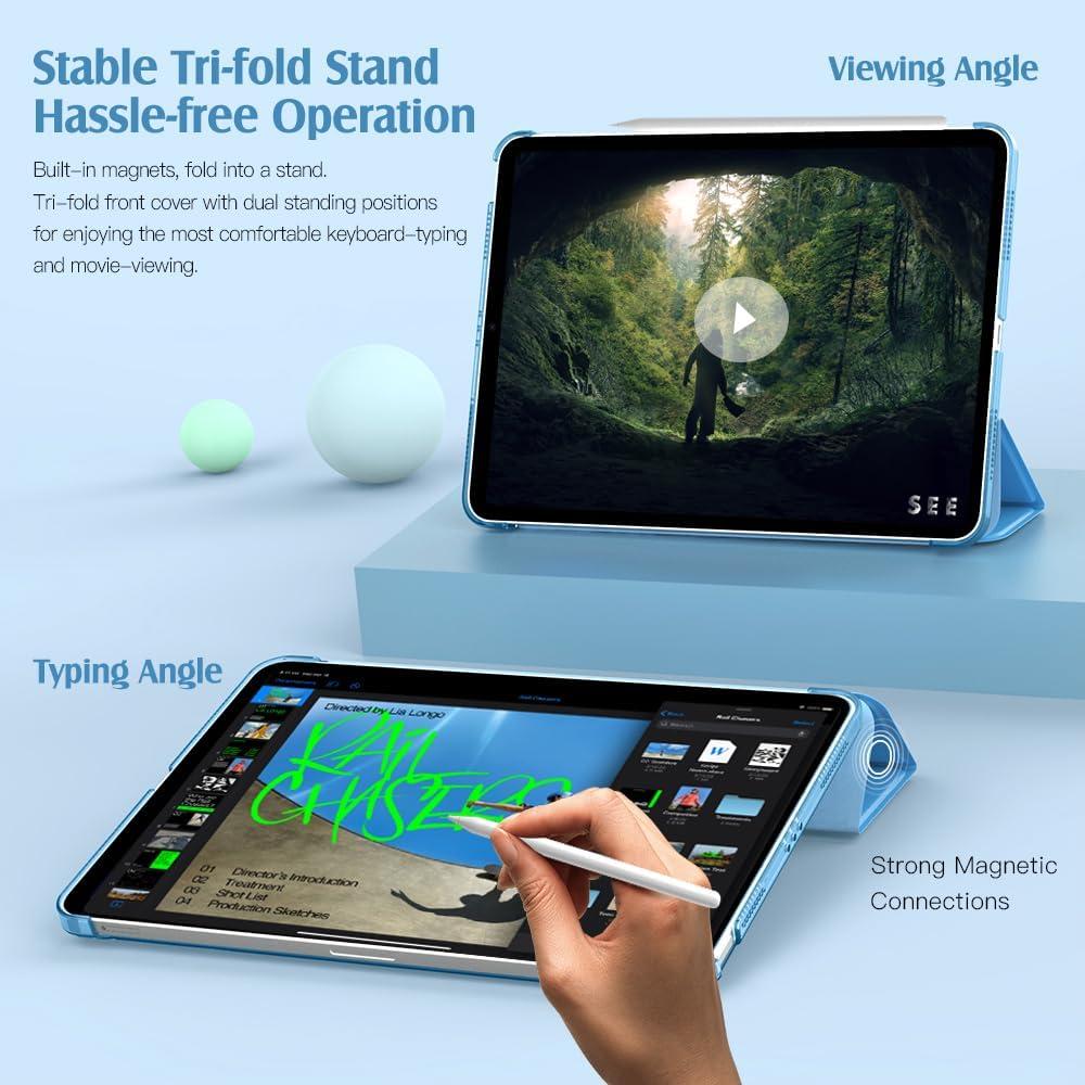 image:imageTiMOVO for iPad Air 11 Inch Case M3M220252024 iPad Air 5th Generation 20224th Gen 2020 109 Inch Slim Hard Translucent Back Cover Support Auto WakeSleep Space GrayDodger Blue