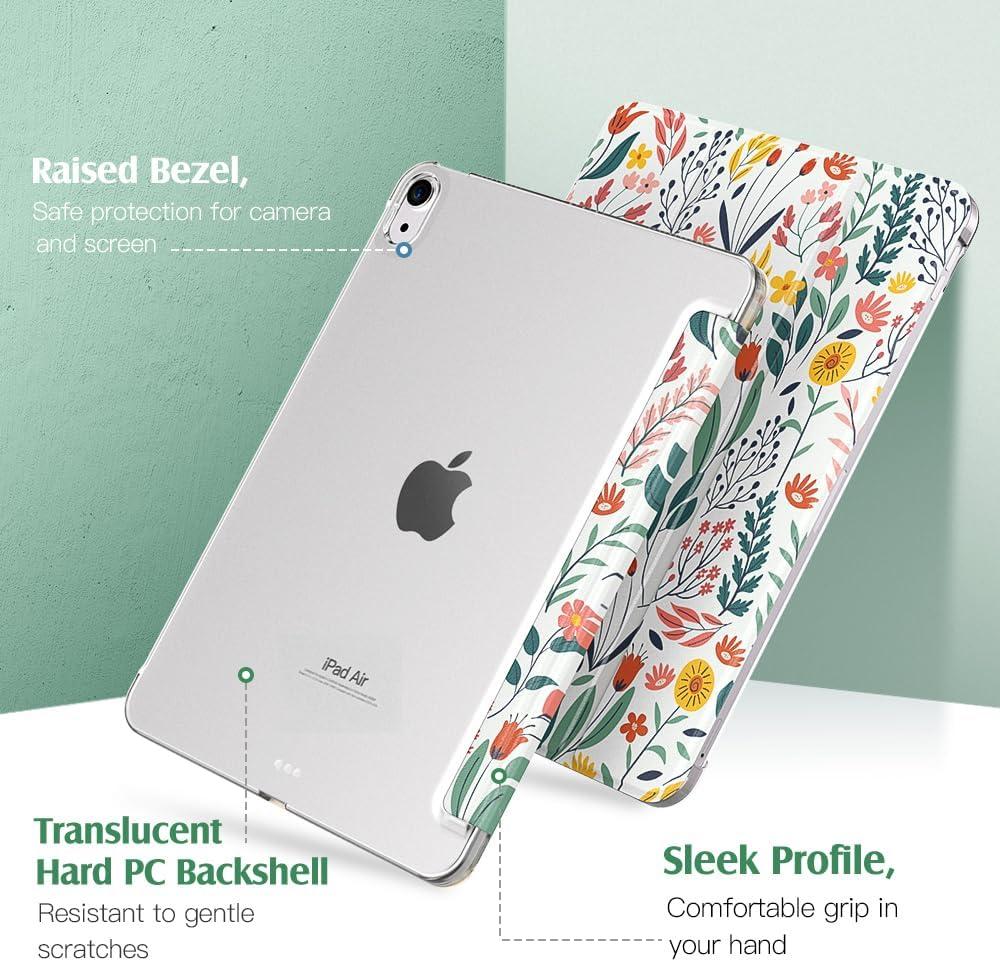image:imageTiMOVO for iPad Air 11 Inch Case M3M220252024 iPad Air 5th Generation 20224th Gen 2020 109 Inch Slim Hard Translucent Back Cover Support Auto WakeSleep Space GrayFlowers