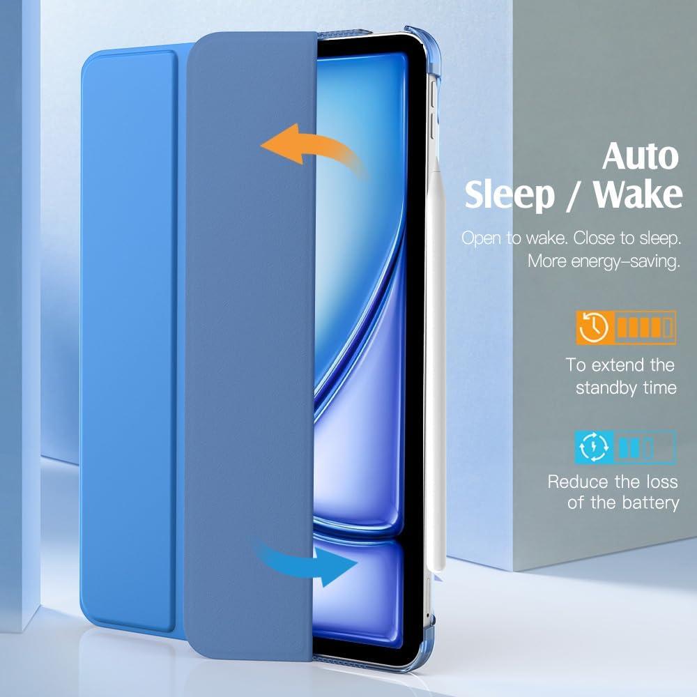 image:imageTiMOVO for iPad Air 11 Inch Case M3M220252024 iPad Air 5th Generation 20224th Gen 2020 109 Inch Slim Hard Translucent Back Cover Support Auto WakeSleep Space GrayBlue Wave
