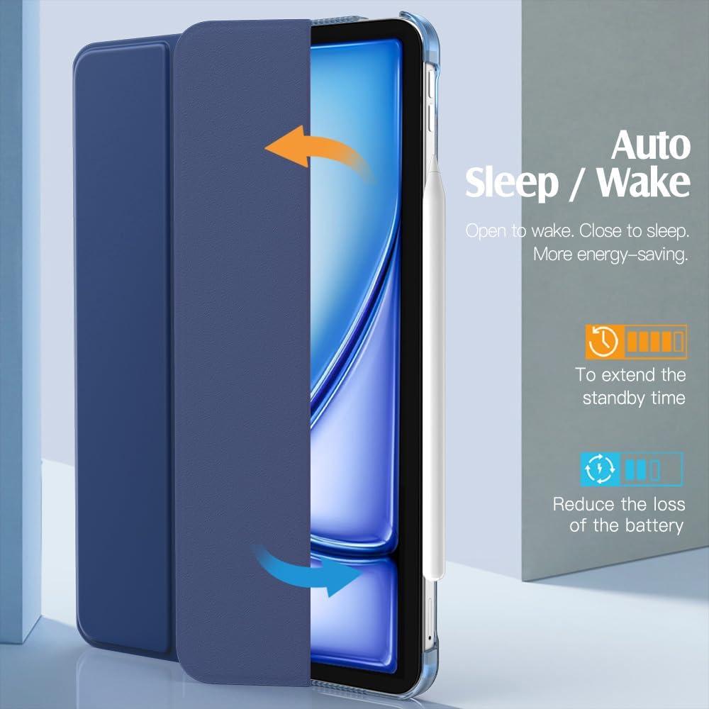 image:imageTiMOVO for iPad Air 11 Inch Case M3M220252024 iPad Air 5th Generation 20224th Gen 2020 109 Inch Slim Hard Translucent Back Cover Support Auto WakeSleep Space GrayNavy Blue