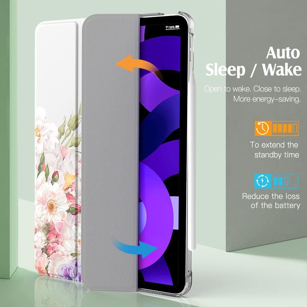 image:imageTiMOVO for iPad Air 11 Inch Case M3M220252024 iPad Air 5th Generation 20224th Gen 2020 109 Inch Slim Hard Translucent Back Cover Support Auto WakeSleep Space GrayBlooming Bouquet