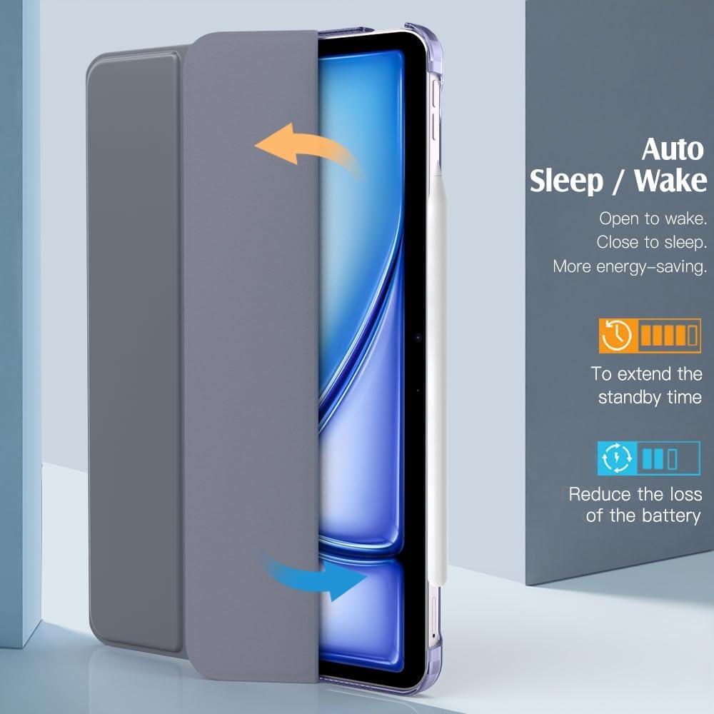 image:imageTiMOVO for iPad Air 11 Inch Case M3M220252024 iPad Air 5th Generation 20224th Gen 2020 109 Inch Slim Hard Translucent Back Cover Support Auto WakeSleep Space GrayGrey Purple