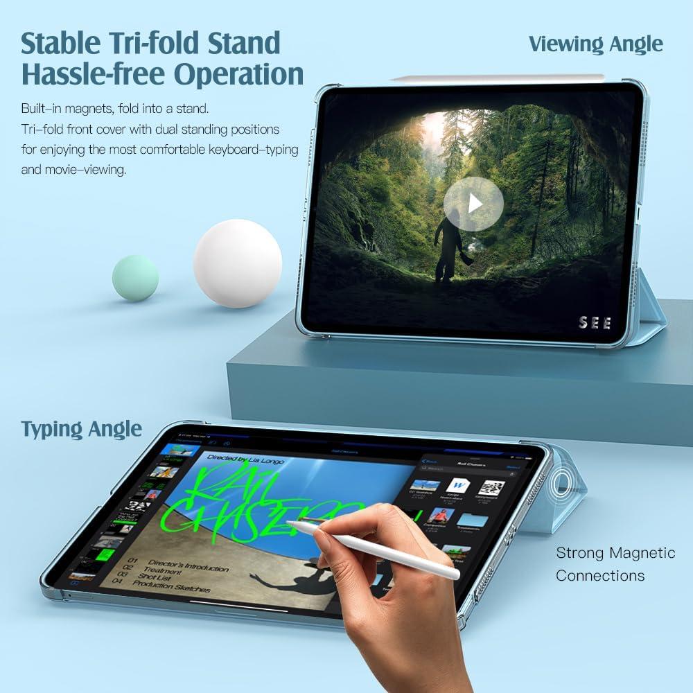 image:imageTiMOVO for iPad Air 11 Inch Case M3M220252024 iPad Air 5th Generation 20224th Gen 2020 109 Inch Slim Hard Translucent Back Cover Support Auto WakeSleep Space GrayAmisty blue