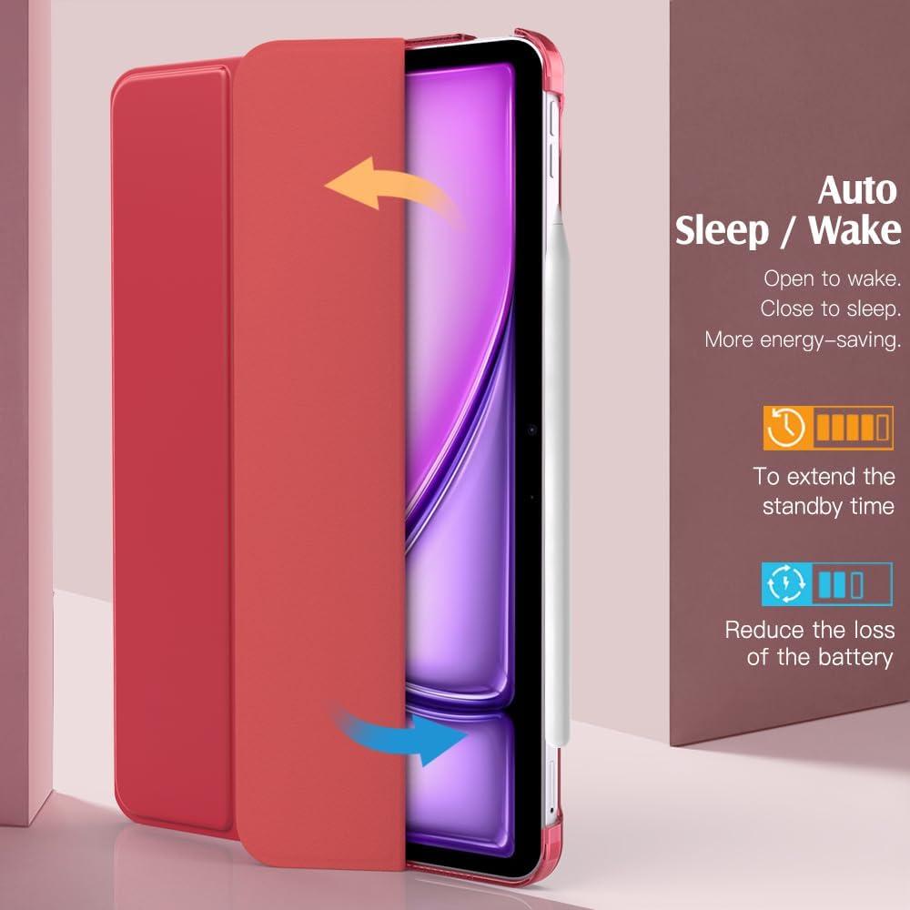 image:imageTiMOVO for iPad Air 11 Inch Case M3M220252024 iPad Air 5th Generation 20224th Gen 2020 109 Inch Slim Hard Translucent Back Cover Support Auto WakeSleep Space GrayWine Red