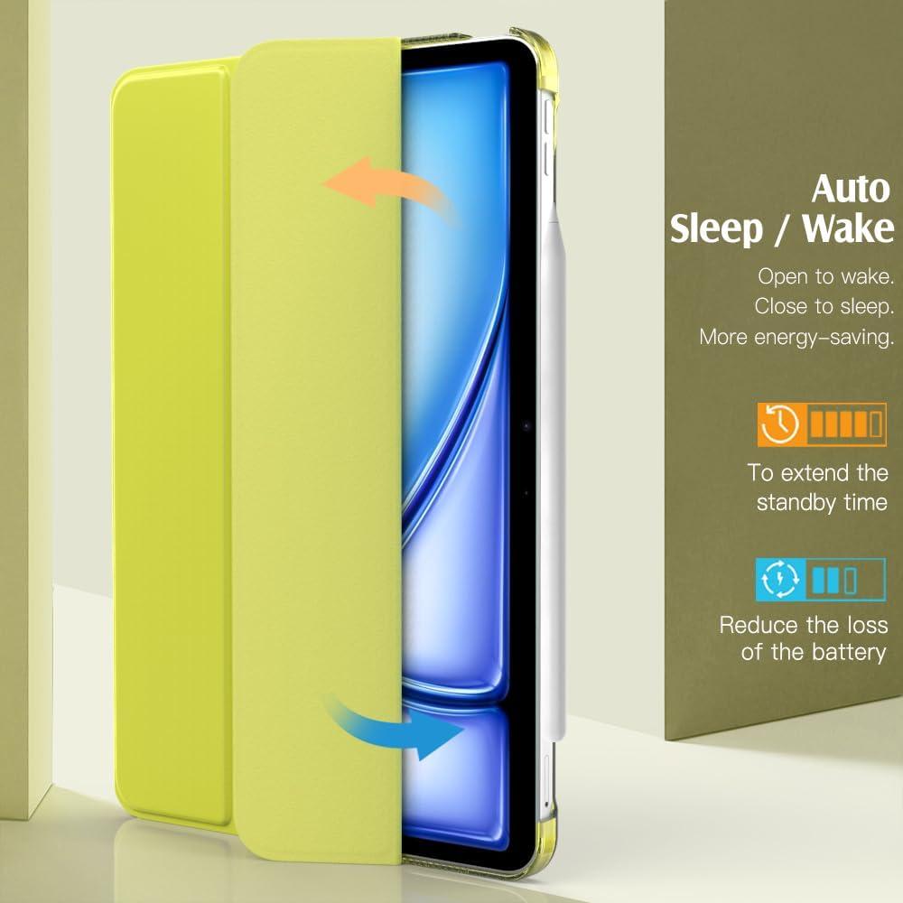 image:imageTiMOVO for iPad Air 11 Inch Case M3M220252024 iPad Air 5th Generation 20224th Gen 2020 109 Inch Slim Hard Translucent Back Cover Support Auto WakeSleep Space GrayCyber Lime