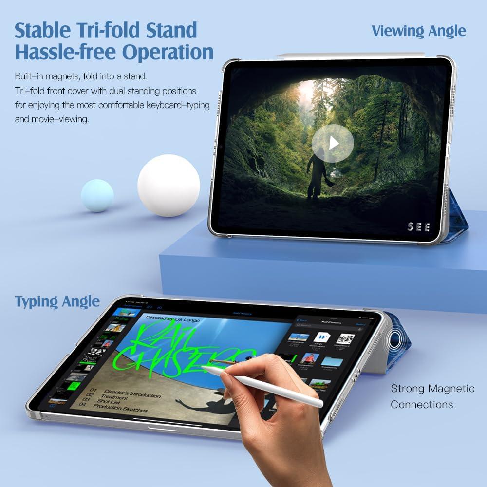 image:imageTiMOVO for iPad Air 11 Inch Case M3M220252024 iPad Air 5th Generation 20224th Gen 2020 109 Inch Slim Hard Translucent Back Cover Support Auto WakeSleep Space GrayBlue Starry Sky