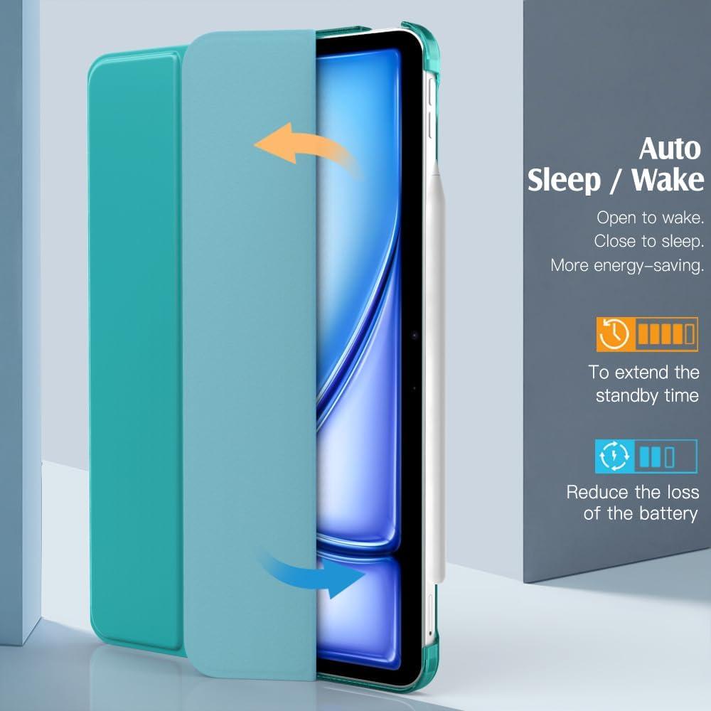 image:imageTiMOVO for iPad Air 11 Inch Case M3M220252024 iPad Air 5th Generation 20224th Gen 2020 109 Inch Slim Hard Translucent Back Cover Support Auto WakeSleep Space GrayBondi Blue