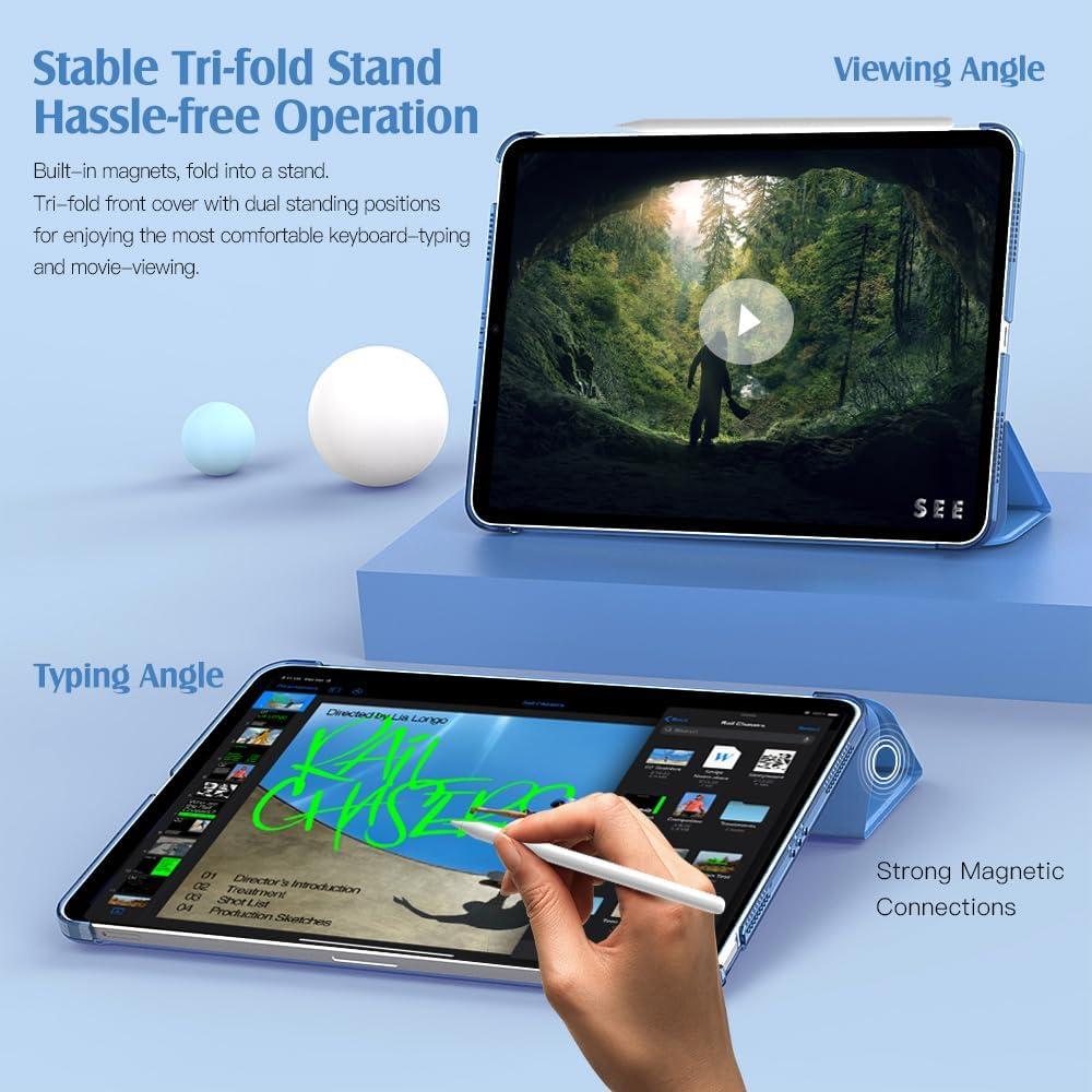 image:imageTiMOVO for iPad Air 11 Inch Case M3M220252024 iPad Air 5th Generation 20224th Gen 2020 109 Inch Slim Hard Translucent Back Cover Support Auto WakeSleep Space GrayBlue Wave