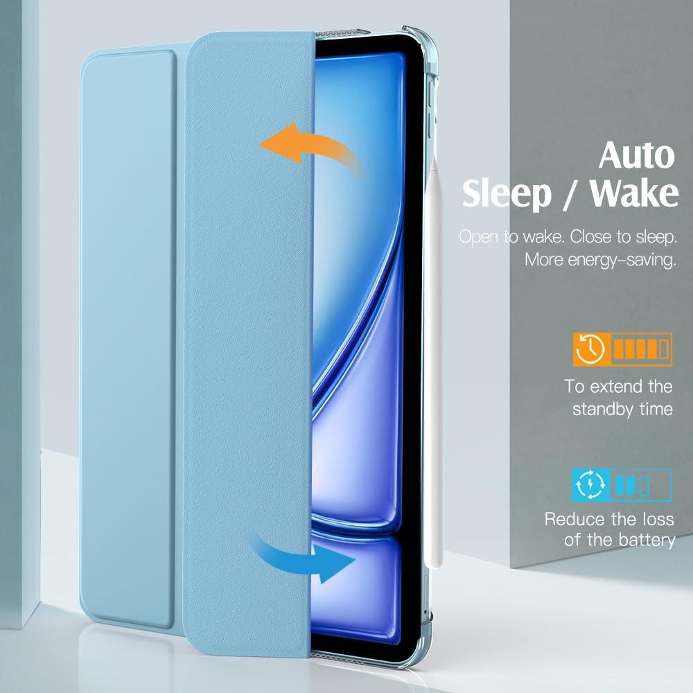 image:imageTiMOVO for iPad Air 11 Inch Case M3M220252024 iPad Air 5th Generation 20224th Gen 2020 109 Inch Slim Hard Translucent Back Cover Support Auto WakeSleep Space GrayAmisty blue