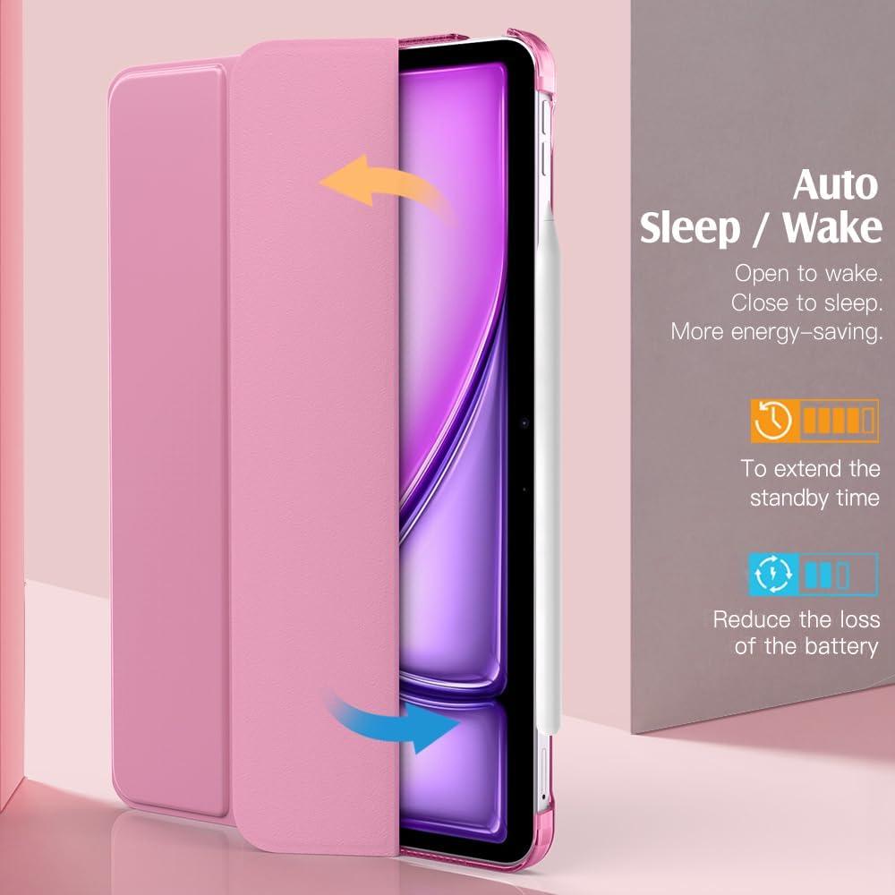 image:imageTiMOVO for iPad Air 11 Inch Case M3M220252024 iPad Air 5th Generation 20224th Gen 2020 109 Inch Slim Hard Translucent Back Cover Support Auto WakeSleep Space GrayFondant Pink
