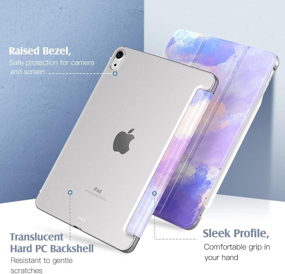 image:imageTiMOVO for iPad Air 11 Inch Case M3M220252024 iPad Air 5th Generation 20224th Gen 2020 109 Inch Slim Hard Translucent Back Cover Support Auto WakeSleep Space GrayWatercolor Purple
