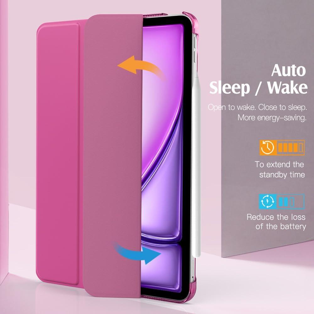 image:imageTiMOVO for iPad Air 11 Inch Case M3M220252024 iPad Air 5th Generation 20224th Gen 2020 109 Inch Slim Hard Translucent Back Cover Support Auto WakeSleep Space GrayBegonia Red