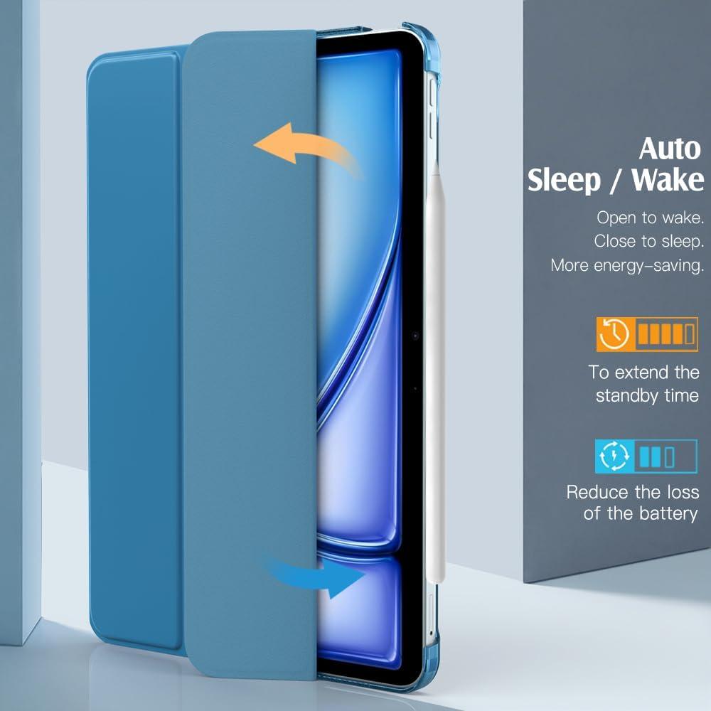 image:imageTiMOVO for iPad Air 11 Inch Case M3M220252024 iPad Air 5th Generation 20224th Gen 2020 109 Inch Slim Hard Translucent Back Cover Support Auto WakeSleep Space GrayKBW Peacock Blue