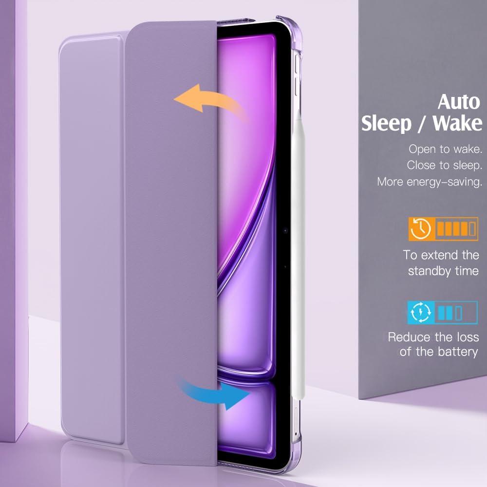 image:imageTiMOVO for iPad Air 11 Inch Case M3M220252024 iPad Air 5th Generation 20224th Gen 2020 109 Inch Slim Hard Translucent Back Cover Support Auto WakeSleep Space GrayTaro Purple
