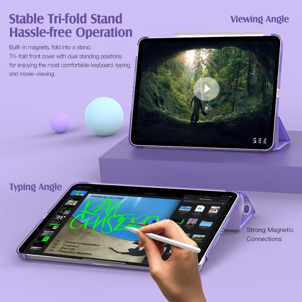 image:imageTiMOVO for iPad Air 11 Inch Case M3M220252024 iPad Air 5th Generation 20224th Gen 2020 109 Inch Slim Hard Translucent Back Cover Support Auto WakeSleep Space GrayHibiscus Purple