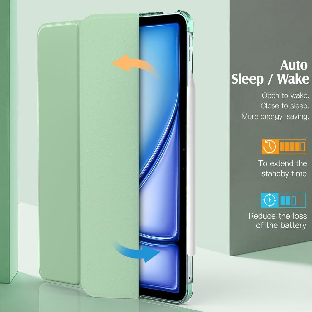 image:imageTiMOVO for iPad Air 11 Inch Case M3M220252024 iPad Air 5th Generation 20224th Gen 2020 109 Inch Slim Hard Translucent Back Cover Support Auto WakeSleep Space GrayGreen