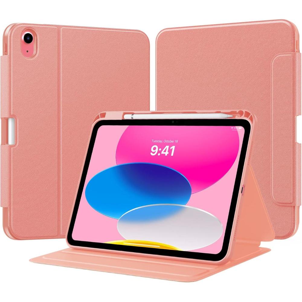 image:imageTiMOVO Case for iPad A16 11th Generation 11 Inch 2025 iPad 10th Generation 109 inch 2022 with Pencil Holder Protective Folio Stand Cover MultiAngle Viewing Blue Starry SkyApricot Pink