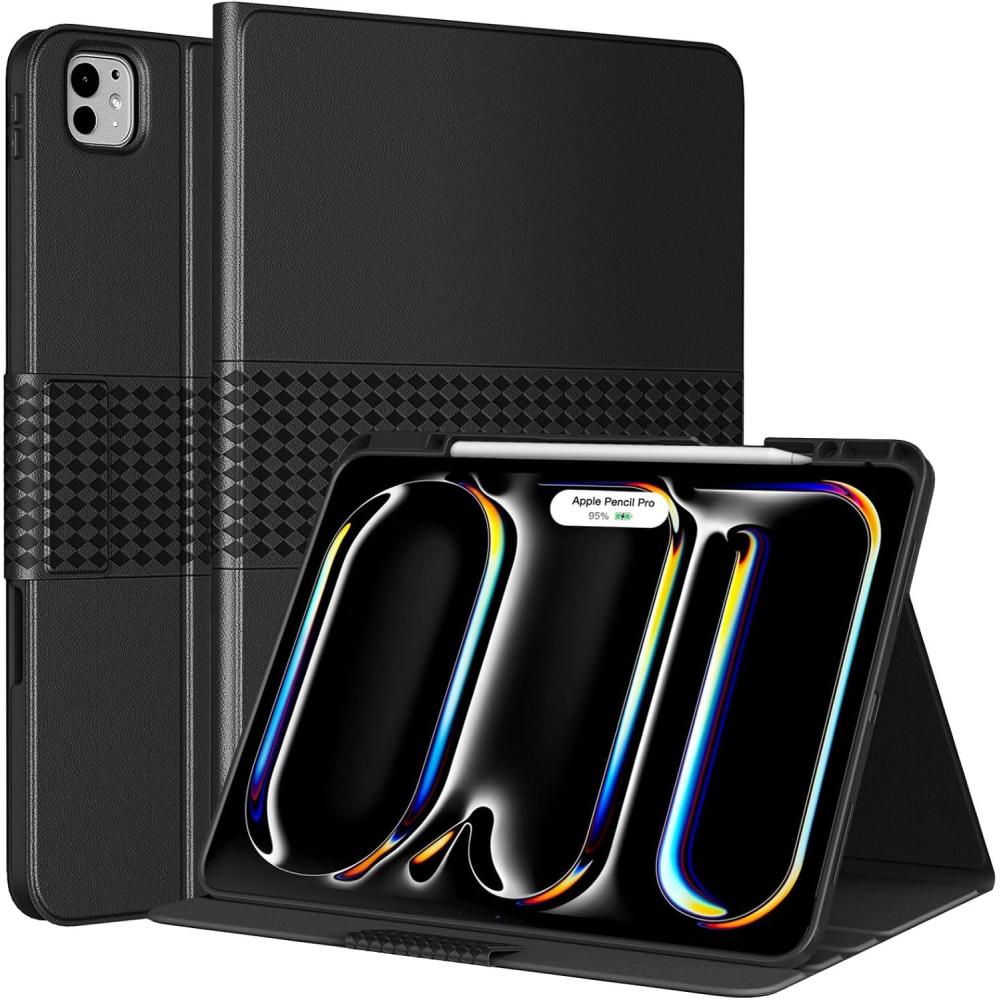 image:imageTiMOVO Case for iPad Pro 13 Inch M5 2025M4 2024 8th7th Generation Premium PU Leather Stand Cover with Pencil Holder Auto WakeSleep Multiple Viewing Angles BlackBlack