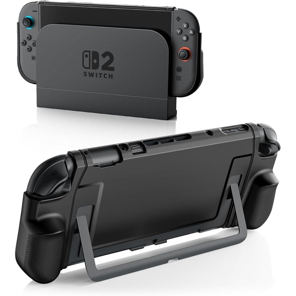 image:imageTiMOVO Dockable Case for Nintendo Switch 2 2025 TPU Grip Protective Cover Accessories with Ergonomic Design for Switch 2 Console amp JoyCon ShockAbsorption AntiScratch Precise Cutouts BlackBlack