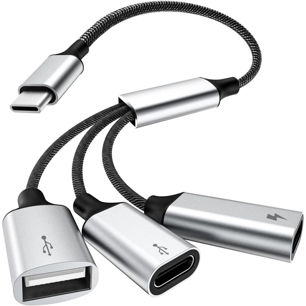 image:imageTiMOVO USB C Splitter Adapter Y Cable Type C Male to 2 USBC Female amp 1 USBA Female Ports Converter Data Transfer and Charging Type C Splitter for Steam Deck ASUS ROG Ally Xbox One Series PS5USBC to USBCA