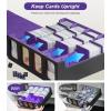 TiMOVO Trading Card Dividers for Commander Deck Boxes with Built-in Slots, 12 PCS Card Supporters Separator for MTG TCG Sports Cards Organizer Box, 2.91×3.35in, Red(Purple)