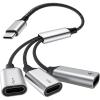 TiMOVO USB C Splitter Adapter Y Cable, Type C Male to 2 USB-C Female & 1 USB-A Female Ports Converter, Data Transfer and Charging Type C Splitter for Steam Deck, ASUS ROG Ally, Xbox One Series, PS5(USB-C to USB-C)