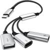 TiMOVO USB C Splitter Adapter Y Cable, Type C Male to 2 USB-C Female & 1 USB-A Female Ports Converter, Data Transfer and Charging Type C Splitter for Steam Deck, ASUS ROG Ally, Xbox One Series, PS5(USB-C to USB-C/A)