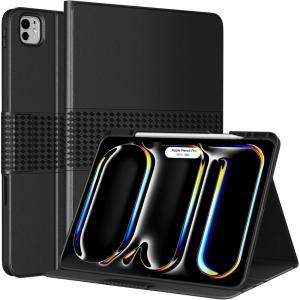 TiMOVO Case for iPad Pro 13 Inch M5 2025/M4 2024 (8th/7th Generation), Premium PU Leather Stand Cover with Pencil Holder, Auto Wake/Sleep, Multiple Viewing Angles, Black(Black)
