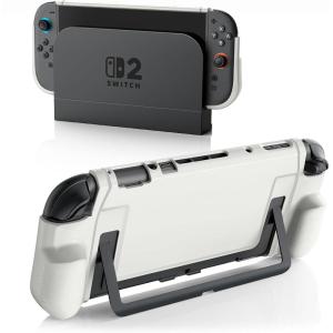TiMOVO Dockable Case for Nintendo Switch 2 2025, TPU Grip Protective Cover Accessories with Ergonomic Design for Switch 2 Console & JoyCon, Shock-Absorption Anti-Scratch Precise Cutouts, Black(Gray)