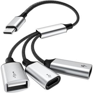 TiMOVO USB C Splitter Adapter Y Cable, Type C Male to 2 USB-C Female & 1 USB-A Female Ports Converter, Data Transfer and Charging Type C Splitter for Steam Deck, ASUS ROG Ally, Xbox One Series, PS5(USB-C to USB-C/A)