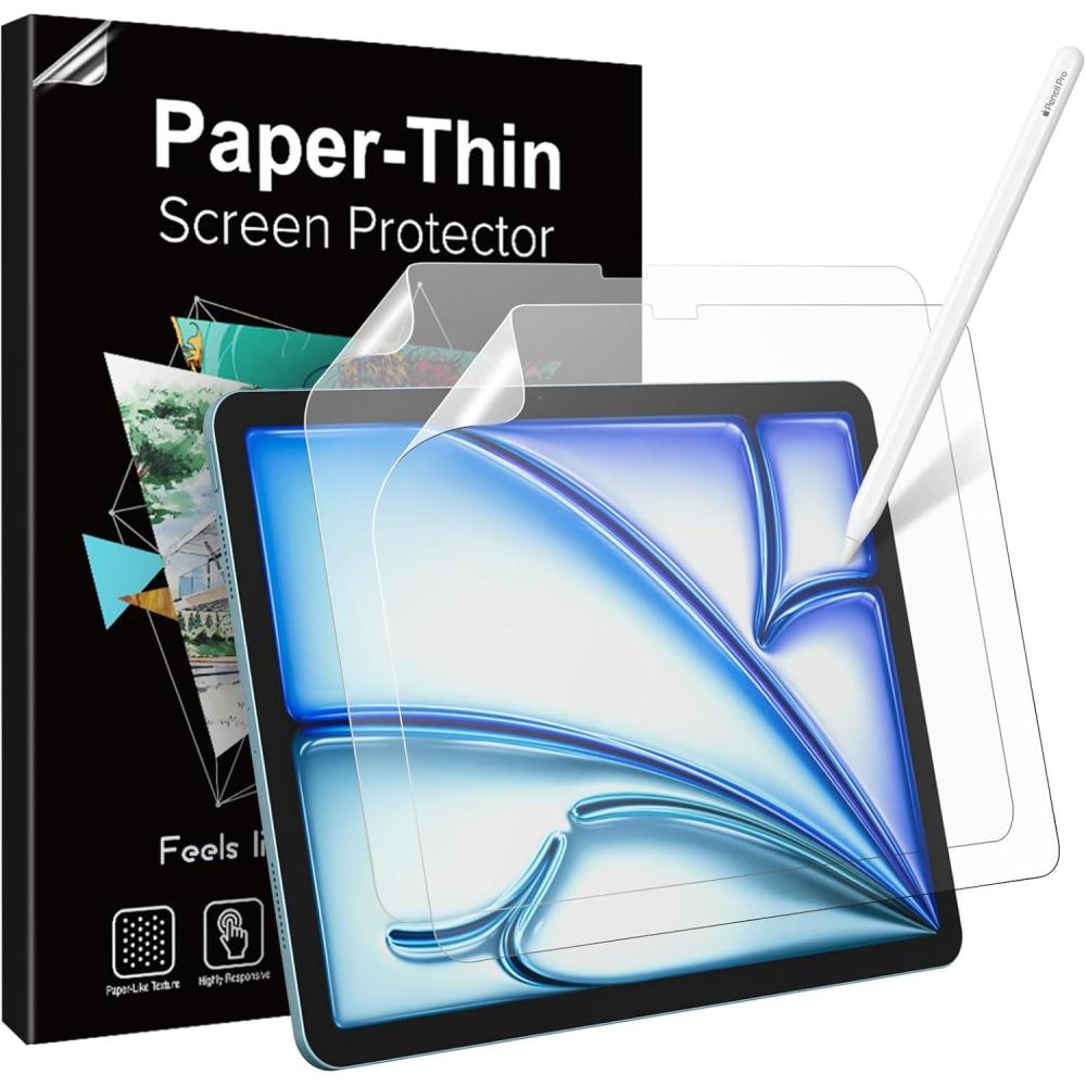 image:imageTiMOVO 2 Pack Paper Screen Protector for iPad Air 13 inch M4M3M2 202620252024 Matte PET Film Screen Protector for iPad Air 13 Inch Write and Draw Like on Paper AntiScratchiPad Air 13 M4M3M2