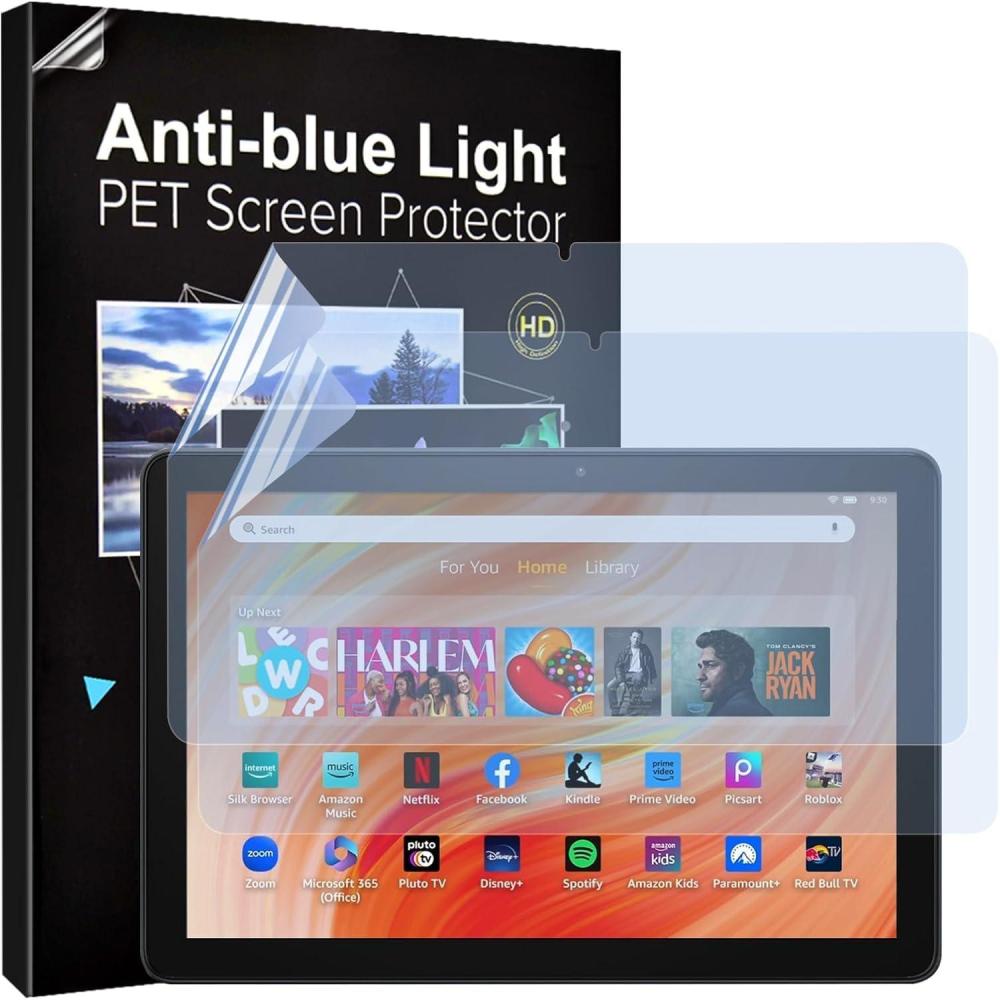 image:imageTiMOVO 2 Pack Anti Blue Light Screen Protector for Fire HD 1010 PlusKidsKids Pro Tablet 20232021 13th11th Generation 101 inch AntiGlare and Eye Protection PET Screen Protector Light Blue2 Pack