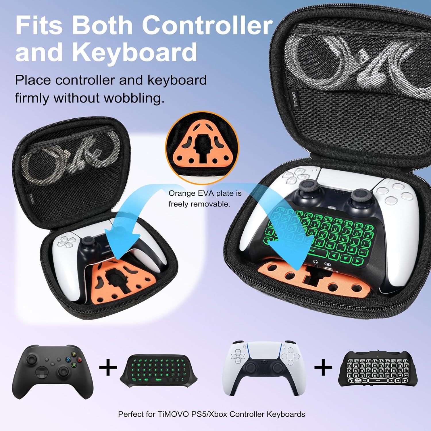 image:imageTiMOVO Controller Keyboard Carrying Case for PS5PS5 EdgeXbox Controller PS5 Travel Case with Accessory Storage Holder Hard Shell Protective Bag Fits PS5EdgeXbox Series XSOne Controller Black