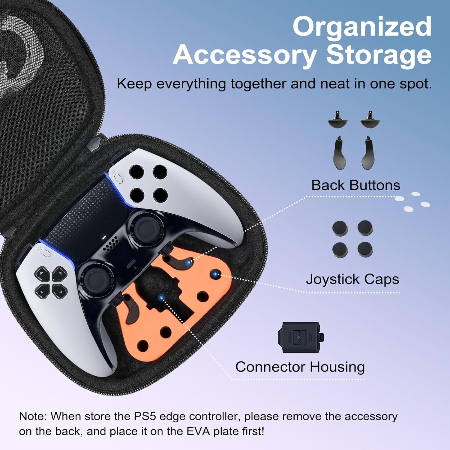 image:imageTiMOVO Controller Keyboard Carrying Case for PS5PS5 EdgeXbox Controller PS5 Travel Case with Accessory Storage Holder Hard Shell Protective Bag Fits PS5EdgeXbox Series XSOne Controller Black