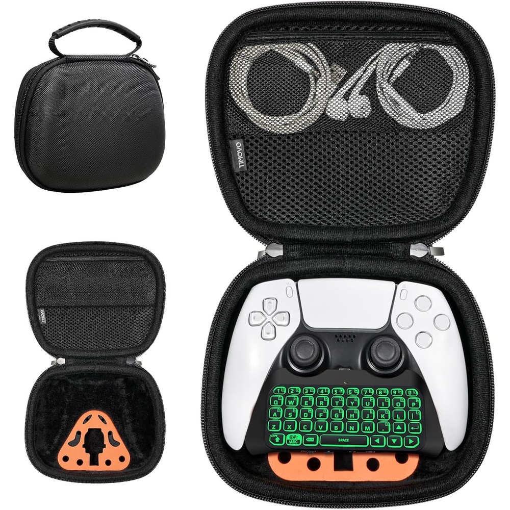 image:imageTiMOVO Controller Keyboard Carrying Case for PS5PS5 EdgeXbox Controller PS5 Travel Case with Accessory Storage Holder Hard Shell Protective Bag Fits PS5EdgeXbox Series XSOne Controller Black