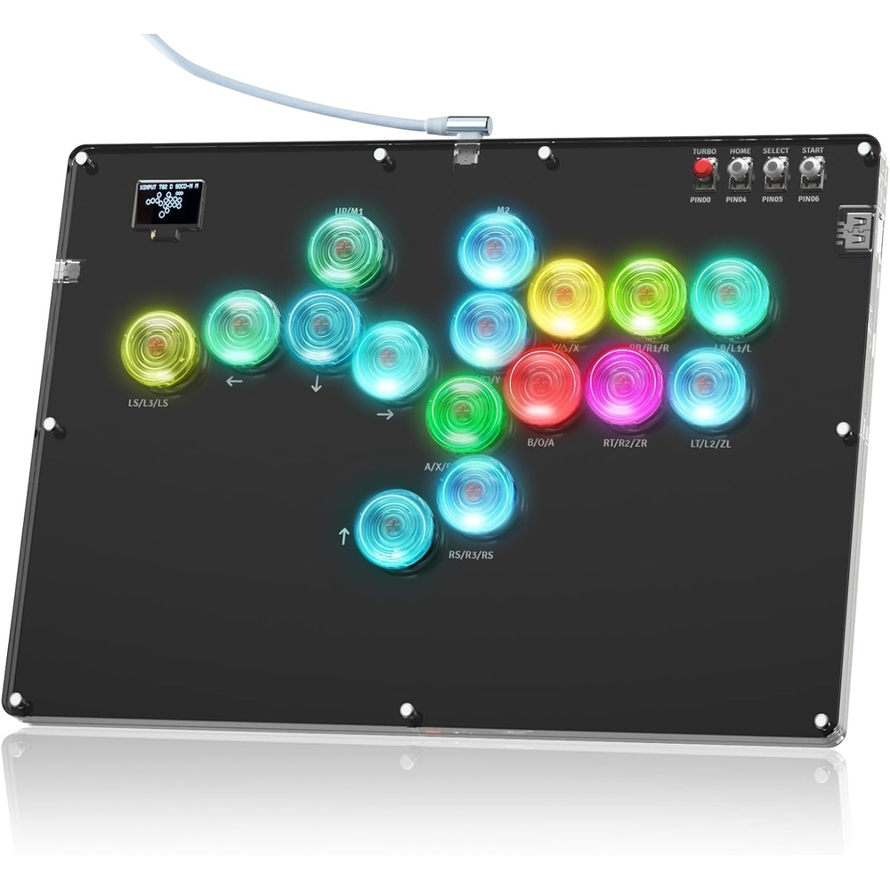 image:imageTiMOVO Haute42 Arcade Stick with Turbo Function Custom RGB Leverless 16 Key AllButton Arcade Controller for SwitchPCPS4PS3Steam Deck Arcade Fight Stick Game Keyboard Support Hot Swap Black